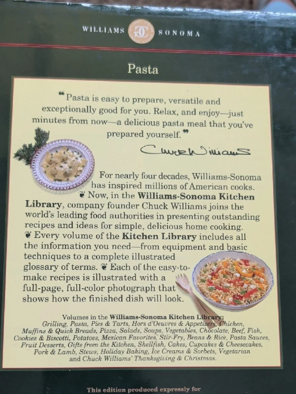 Williams Sonoma Pasta Cookbook - Red & Green Cover
